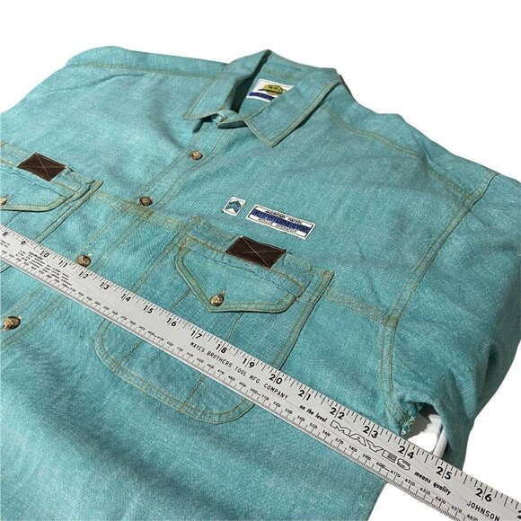 Vintage MTO Button Up Men's XL Green‎ LS Sleeve 90s Jade *Flaw Read** - Picture 4 of 10